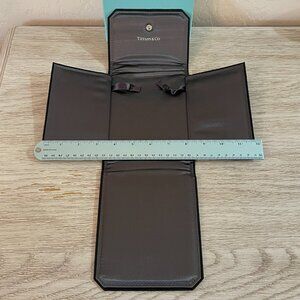 Tiffany & Co. Black Suede Pearl Necklace Presentation Display Folder Blue Box